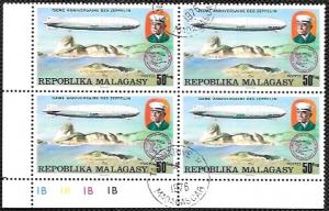Madagascar #546 Plate Block  Zeppelin