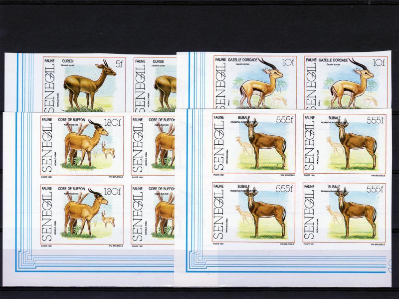 Senegal 1991 Sc#924/927  ANTELOPE/FAUNA Block of 4 IMPERFORATED MNH VF