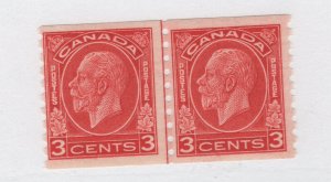 CANADA  #207i 3 cent coil pair, line pair Fine**