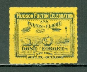 US 1909 HUDSON-FULTON VIGNETTE LABEL...CELEBRATION/FLIGHT...MNH