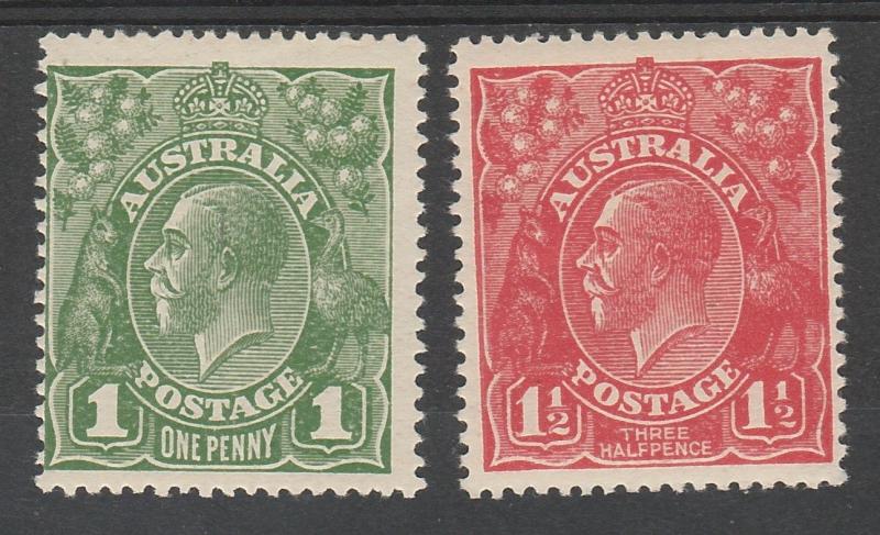 AUSTRALIA 1924 KGV 1D AND 11/2D SET NO WMK 
