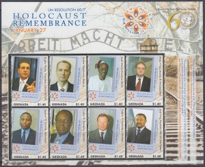 GRENADA Sc # 3661-4a-h CPL MNH 4 SHEETS of 8 DIFF EA HOLOCAUST REMEMBRANCE DAY