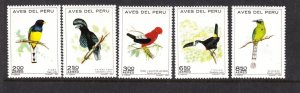 PERU Sc C336-40 NH issue of 1972 - BIRDS