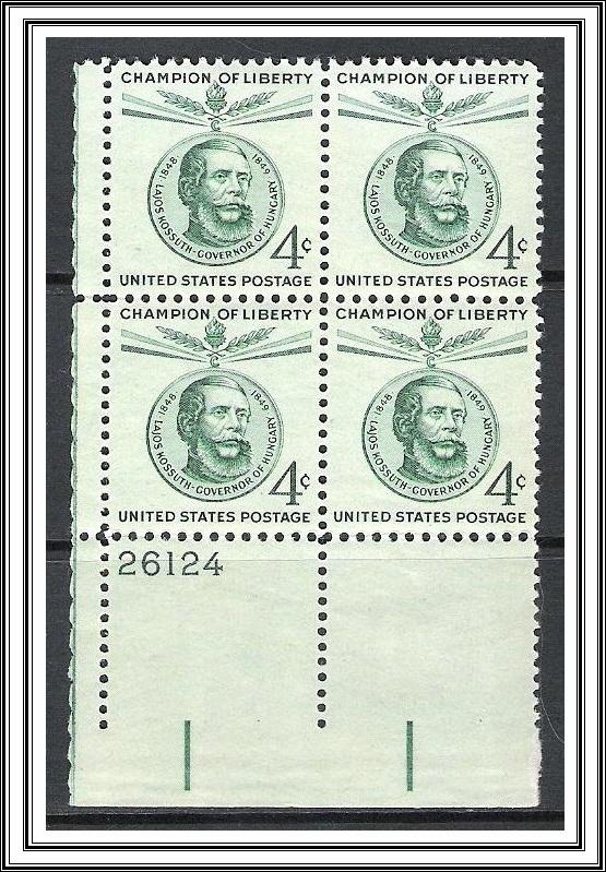 US Plate Block #1117 Kossuth MNH