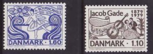 Denmark-Sc#660-1- id9-unused NH set-Ballet-Music-1979-