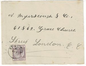 St. Lucia 1901 DENNERY cancel on cover to England