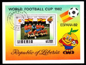 Liberia used 1981 #892 Souvenir sheet Spanish soccer team - World Cup