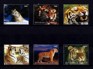 BURUNDI - 2011 - TIGERS - WILD CATS - WILD ANIMALS - PERF - 6 X MINT - MNH SET!