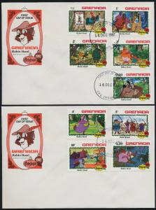 Grenada 1127-36 on FDC - Disney, Robin Hood, Christmas