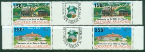 French Polynesia 1990 Papeete Village Centenary pair + label MUH