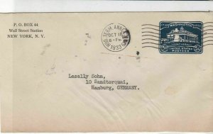 united states 1933 p.o. box 44 wall str station new york stamps cover ref 21099