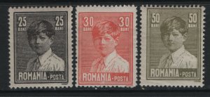 ROMANIA, 320-322, HINGED, 1928-29, KING MICHAEL