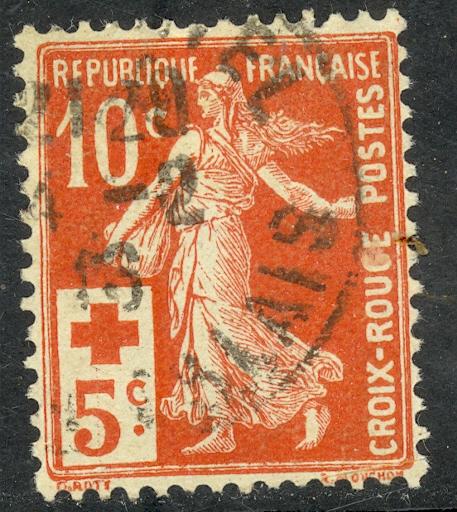 FRANCE 1914 10c +5c RED CROSS Semi Postal Sc B2 VFU