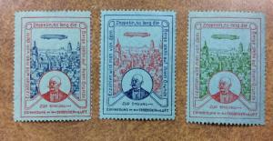 Germany, ZEPPELIN Cinderella Poster Stamps lot of3 different colors bluish paper