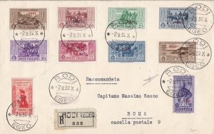1932 Aegean - RODI, Garibaldi - n. 20/29 the complete series on travelled letter