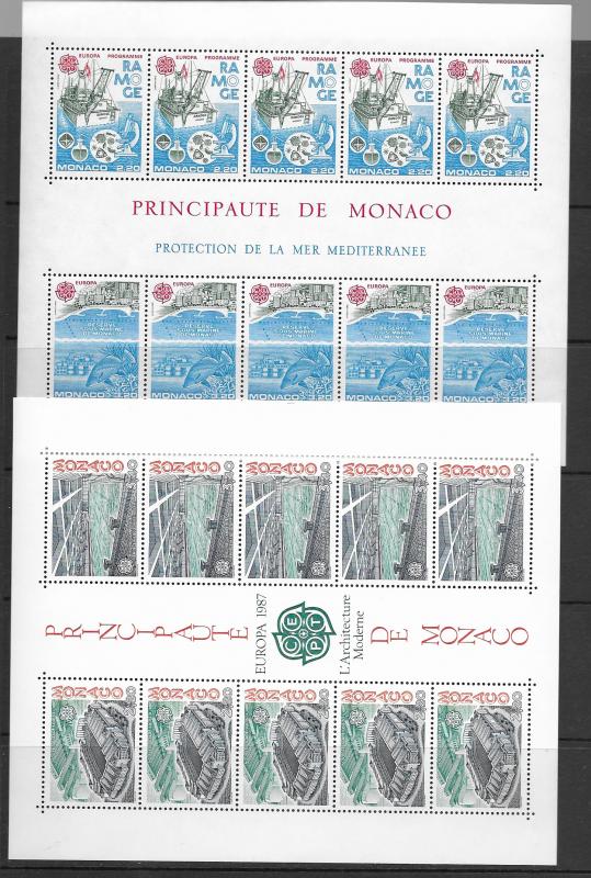 Monaco 1531a,1905a plus more 8 diff. M/S MNH vf, see desc. 2019 CV$182.00