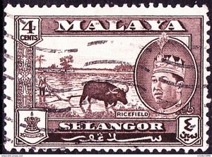 MALAYA SELANGOR 1962 4c Sepia SG131 Fine Used