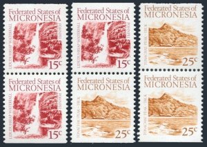 Micronesia 33a,36a,36b pairs,MNH. Lidudhraip Waterfall,Tonachau Peak,Truck,1988.