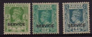 Burma 1939 Sc O17,O19,O21 MH