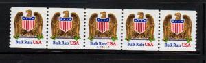 #2602 MNH strip/5 #A43324  10c Eagle & Shield 1991-93 Issue 