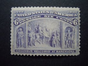 #235 6c Columbus Welcomed at Barcelona MH OG F/VF CV $50 Includes New Mount