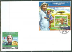 GUINEA 2013 100th ANNIVERSARY OF ALBERT SCHWEITZER GABON  HOSPITAL S/S FDC