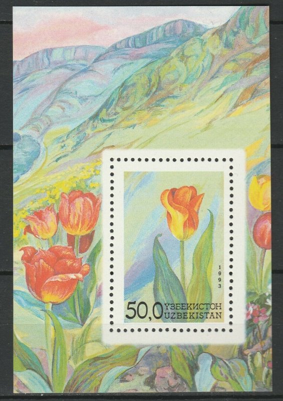 Uzbekistan 1993 Flowers MNH Block