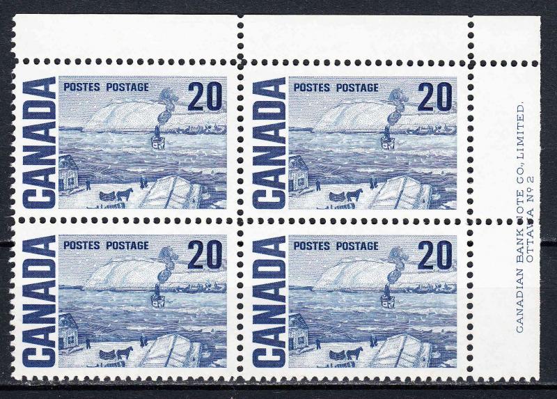 #464iii MNH Canada - 20¢ The Ferry, Quebec,  LF, PVA - UR PB PL2