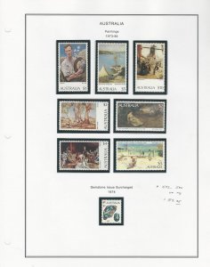 Australia Collection 1973-84 on Album Page, #573-580 Mint NH Paintings