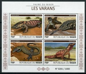 Niger Reptiles Stamps 2015 MNH Monitor Lizards Desert Nile Monitor Fauna 4v M/S