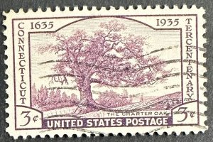 US #772 Used VF 3c Connecticut Charter Oak 1935 [B3.8.4]