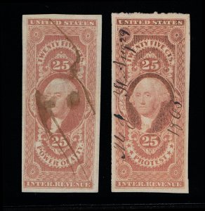 EXCELLENT GENUINE SCOTT #R48a & #R49a F-VF 1862-71 RED 1ST ISSUE SET OF 2 STAMPS