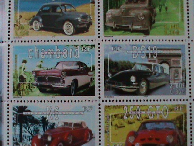 FRANCE 2000 SC#2770 WORLD FAMOUS NAME BRAND AUTOMOBILES-MNH -SHEET VERY FINE