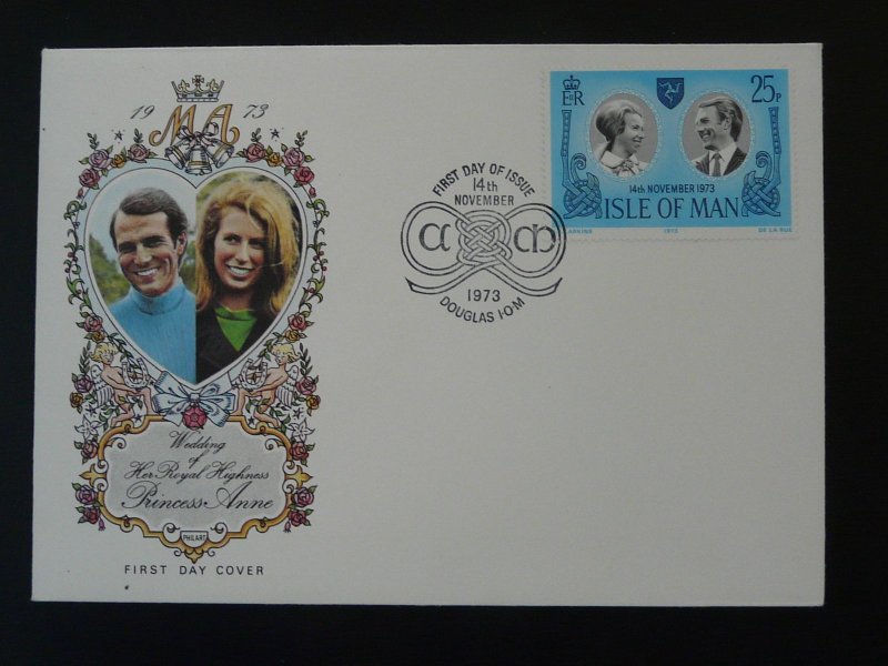 Princess Anne royal wedding FDC Isle of Man 1973