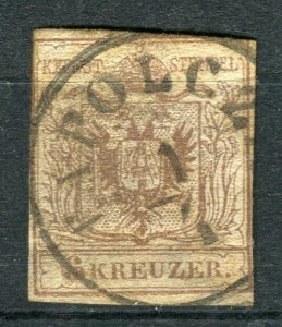 AUSTRIA; 1850s early classic Imperf issue 6k. value, fair Postmark