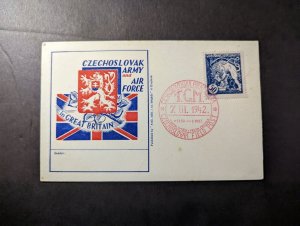 1942 Czechoslovakia Cover Field Post Office in England Commemorative TGM