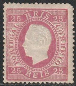 Portugal 1870 Sc 41d MH* perf 13.5 large owners mark on back