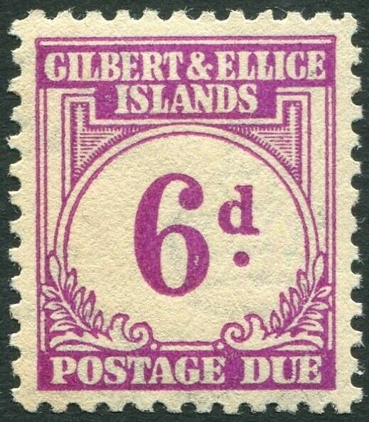 GILBERT & ELLICE ISLANDS-1940 6d Purple Postage Due Sg D6 toned gum MOUNTED MINT