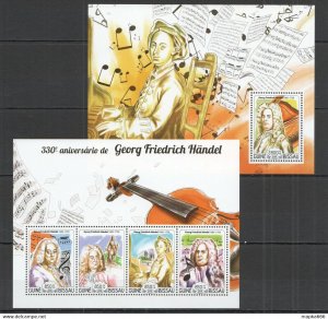 2015 Guinea-Bissau Composer Goerge Handel Kb+Bl ** Stamps St1027