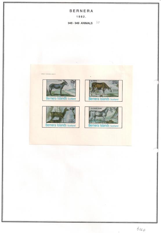 SCOTLAND - BERNERA - 1982 - Animals (10) - 4v Imperf Sheet - MLH