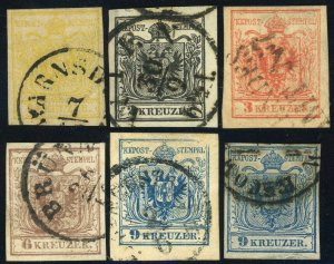 Austria #1-5 Coat of Arms 1850 Postage Stamps Europe Used