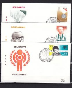 Belgium, Scott cat. B988-B990. Disabled & Yr. of Child. 3 First day covers. ^