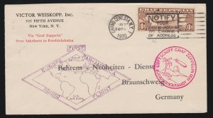 US C14 $1.30 Air Mail on Flight Cover to Germany VF SCV $400