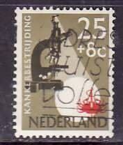 Netherlands-Sc#B285- id8-used 25c+8c semi-postal-Microscope-1955-