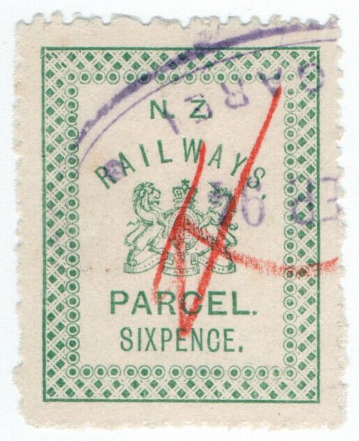 (I.B) New Zealand Railways : Parcel Stamp 6d