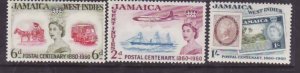 Jamaica-Sc#178-80- id6-unused og VLH set-Stamp on Stamp-Ships-1960-