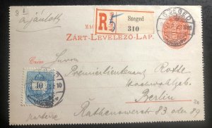 1896 Szeged Hungary Stationer Postcard Uprated Cover To Berlin Germany