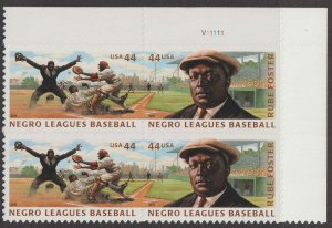 U.S.  Scott# 4466a 2010 Negro Leagues Baseball Issue XF MNH Plate Block #V11111