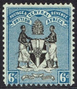 BRITISH CENTRAL AFRICA 1896 ARMS 6D WMK CROWN CA