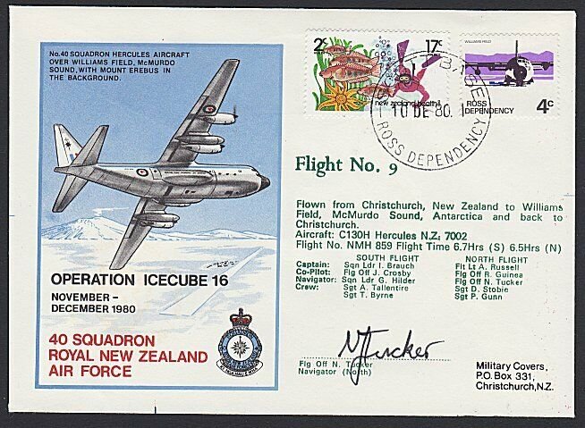 NEW ZEALAND ROSS DEPENDENCY 1980 signed flight cover ex Scott Base..........H731